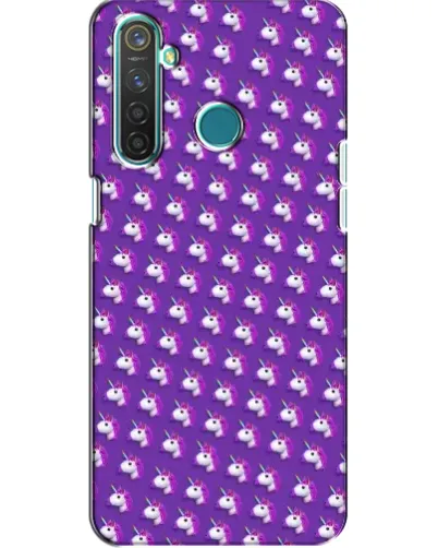 Чехол для Realme 5 с картинкой «Единороги на фиолетовом»