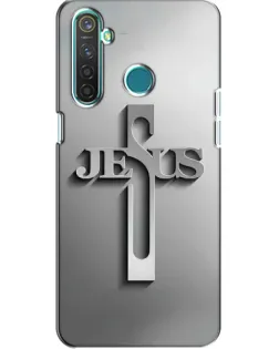 Чехол для Realme 5 с картинкой «Металлический крест Jesus»