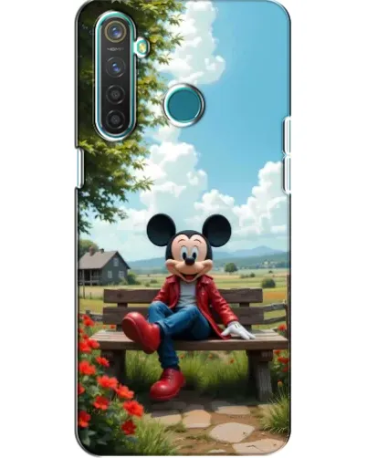 Чехол для Realme 5 с картинкой «Микки на скамейке»