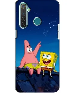 Чехол для Realme 5 с картинкой «Губка Боб и Патрик ночью»