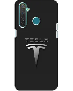 Чехол для Realme 5 с картинкой «Стальной логотип Tesla»