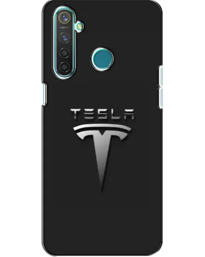 Чехол для Realme 5 с картинкой «Стальной логотип Tesla»