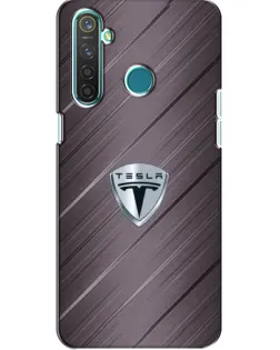 Чехол для Realme 5 с картинкой «Металлическая текстура Tesla»