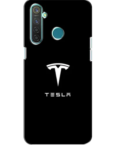 Чехол для Realme 5 с картинкой «Tesla White Logo»