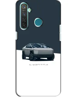 Чехол для Realme 5 с картинкой «Серебристый Cybertruck Tesla»