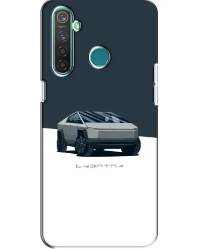 Чехол для Realme 5 с картинкой «Серебристый Cybertruck Tesla»