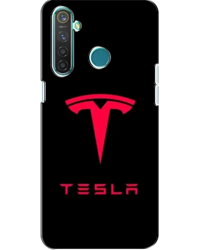 Чехол для Realme 5 с картинкой «Tesla Red Logo»