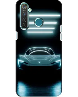 Чехол для Realme 5 с картинкой «Tesla в неоне»