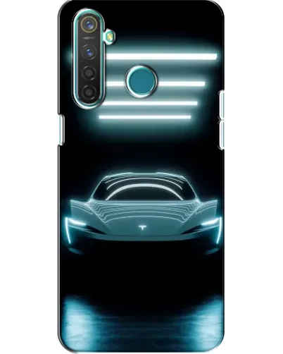 Чехол для Realme 5 с картинкой «Tesla в неоне»