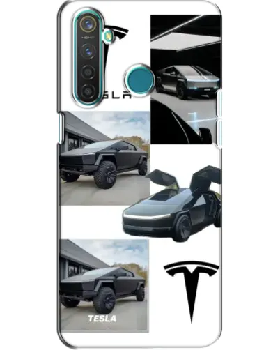 Чехол для Realme 5 с картинкой «Коллаж Cybertruck Tesla»