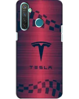 Чехол для Realme 5 с картинкой «Тесла красный карбон»