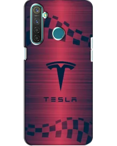 Чехол для Realme 5 с картинкой «Тесла красный карбон»