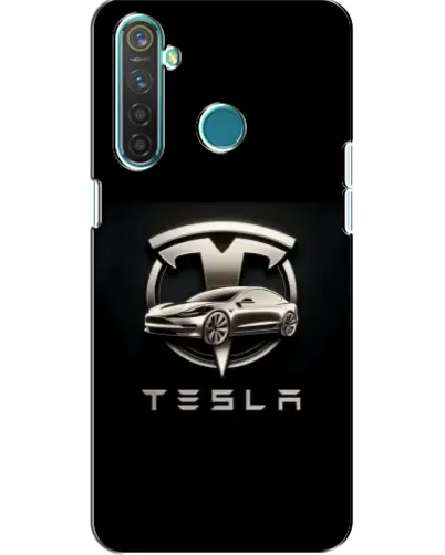 Чехол для Realme 5 с картинкой «Tesla — серебристое авто»