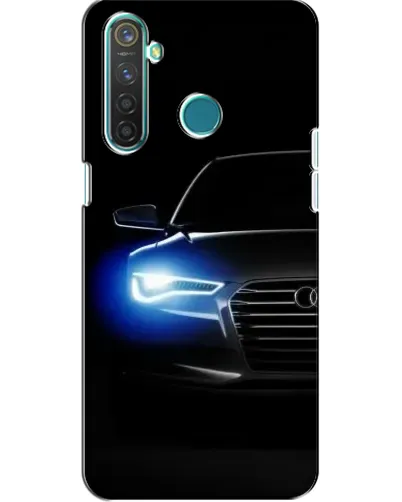 Чехол для Realme 5 с картинкой «Неоновый взгляд Audi»