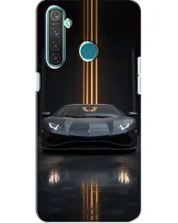 Чехол для Realme 5 с картинкой «Lamborghini золотые линии»