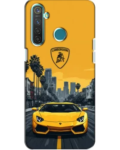 Чехол для Realme 5 с картинкой «Желтый Lamborghini город»