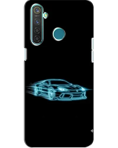 Чехол для Realme 5 с картинкой «Неоновый контур Lamborghini»