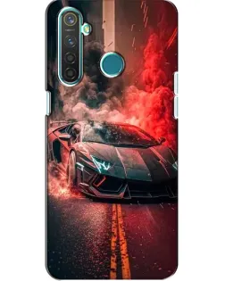 Чехол для Realme 5 с картинкой «Lamborghini красный дым»
