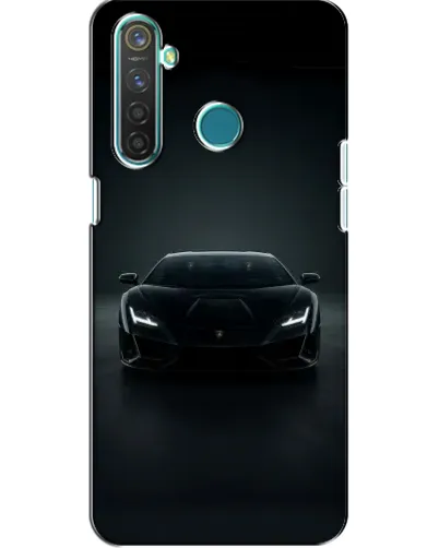 Чехол для Realme 5 с картинкой «Черный Lamborghini Aventador»