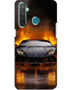 Чехол для Realme 5 с картинкой «Lamborghini в огне»