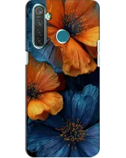 Чохол для Realme 5 з картинкою «Яскрава синьо-помаранчева флора»