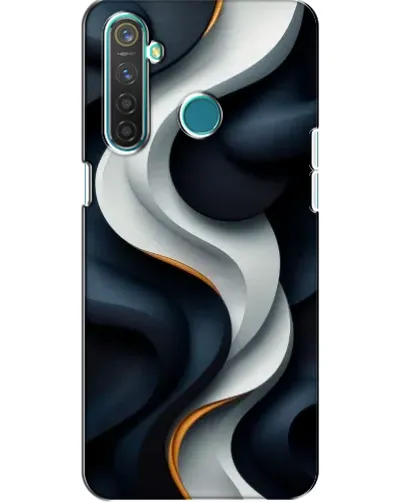 Чехол для Realme 5 с картинкой «Объемные черно-белые ленты» Чехол для Realme 5 с картинкой «Объемные черно-белые ленты»