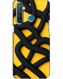 Чехол для Realme 5 с картинкой «Черное желтое переплетение»