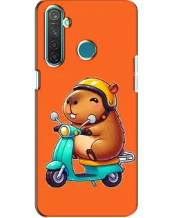 Чехол для Realme 5 с картинкой «Капибара на скутере»