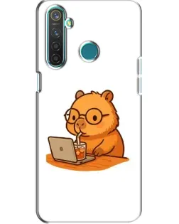 Чехол для Realme 5 с картинкой «Капибара с ноутбуком»