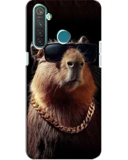 Чехол для Realme 5 с картинкой «Капибара золотая цепь»