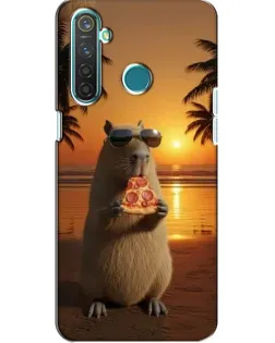 Чехол для Realme 5 с картинкой «Капибара с пиццей»
