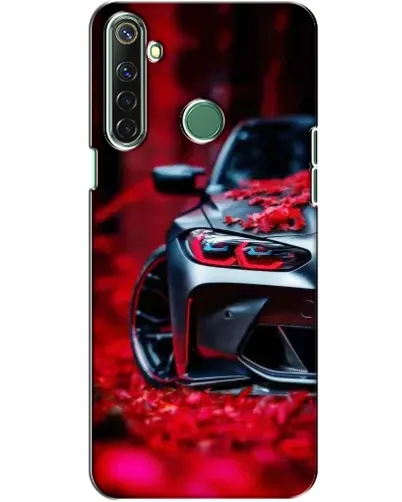 Чехол для Realme 6i с картинкой «Спортивная BMW и цветы»
