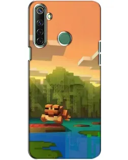 Чехол для Realme 6i с картинкой «Майнкрафт закат солнца»