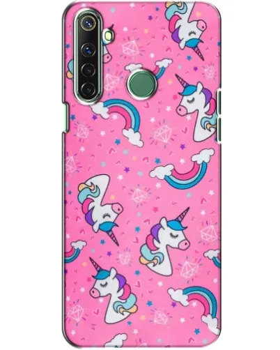 Чехол для Realme 6i с картинкой «Unicorn паттерн розовый»