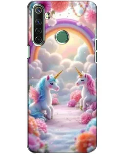 Чехол для Realme 6i с картинкой «Радуга и единороги»
