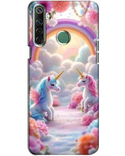 Чехол для Realme 6i с картинкой «Радуга и единороги»