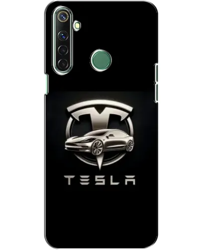 Чехол для Realme 6i с картинкой «Tesla — серебристое авто»