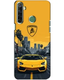 Чохол для Realme 6i з картинкою «Жовтий Lamborghini місто»