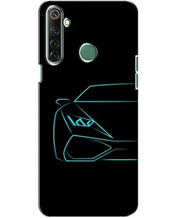 Чохол для Realme 6i з картинкою «Блакитний силует Lamborghini»