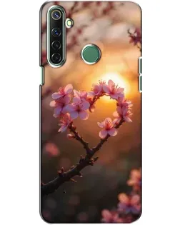 Чехол для Realme 6i с картинкой «Розовый цвет сердце на фоне заката»