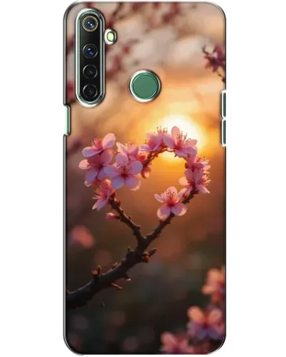 Чехол для Realme 6i с картинкой «Розовый цвет сердце на фоне заката»