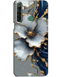 Чехол для Realme 6i с картинкой «Белый цветок и золотой флюид»