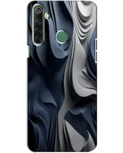 Чехол для Realme 6i с картинкой «Объемные синие складки»