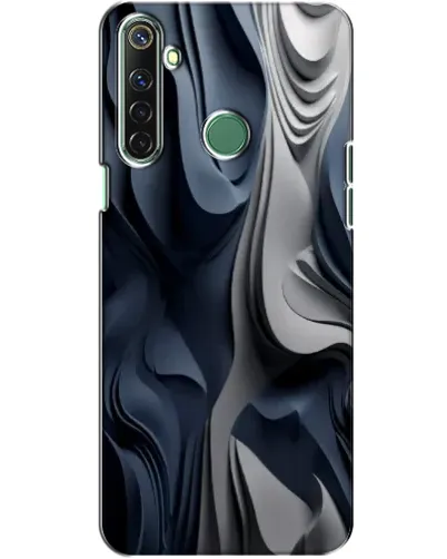 Чехол для Realme 6i с картинкой «Объемные синие складки»