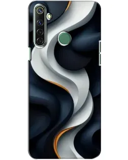 Чехол для Realme 6i с картинкой «Объемные черно-белые ленты»
