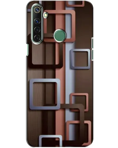 Чехол для Realme 6i с картинкой «Коричневые объемные квадраты»