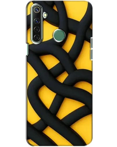 Чехол для Realme 6i с картинкой «Черное желтое переплетение»