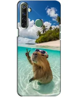 Чехол для Realme 6i с картинкой «Капибара на море»