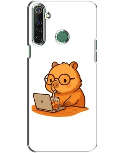 Чехол для Realme 6i с картинкой «Капибара с ноутбуком»