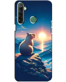 Чехол для Realme 6i с картинкой «Закат солнца с капибарой»